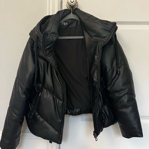 Zara faux leather puffer coat